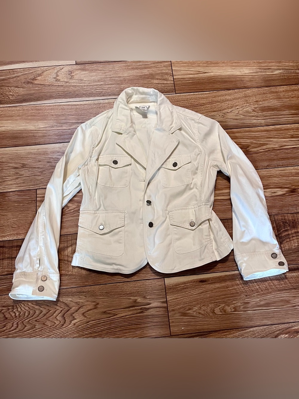 Talbots White Utility Pocket Blazer